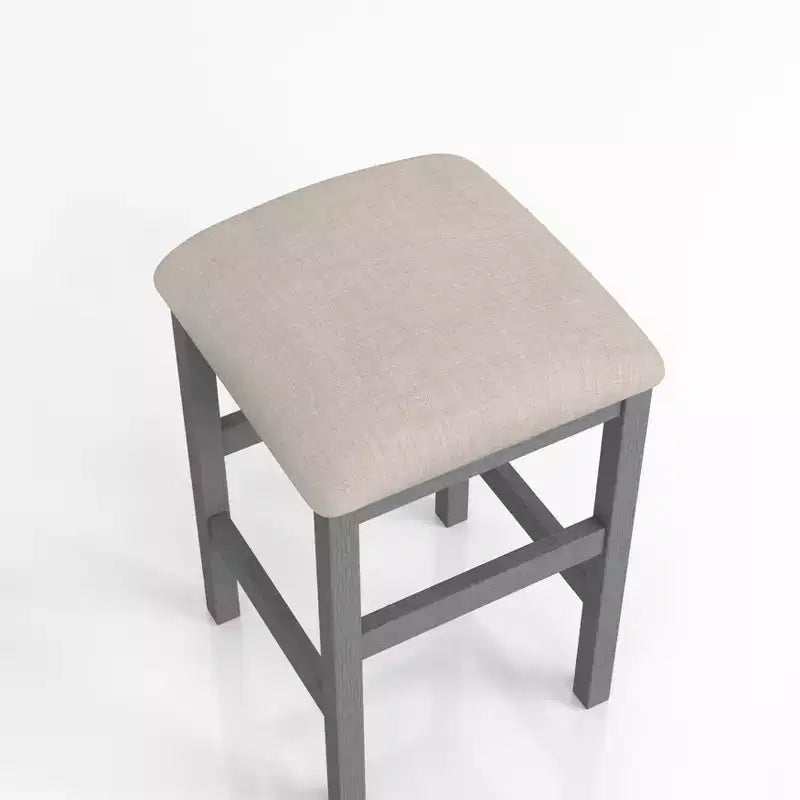 Tabourets de bar rembourrés carrés Shop At Home Gardenside, hauteur comptoir, 24h/24 et 7j/7, pieds et repose-pieds en bois : Gris clair/Beige