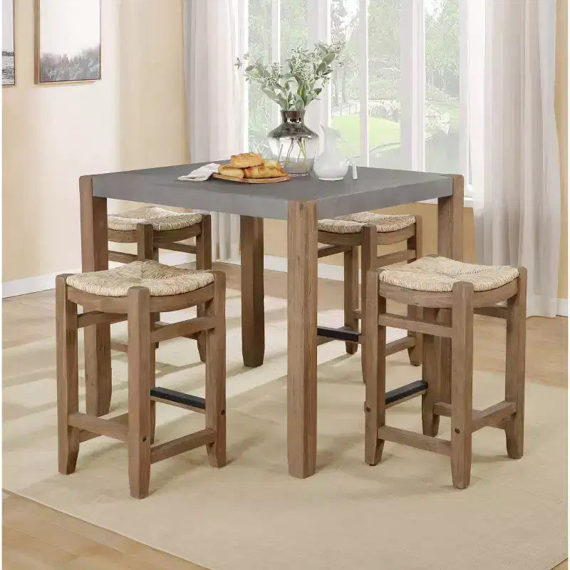 Tabouret de bar Davenport en bois hauteur comptoir 26 po ambre clair - Meubles Alaterre : industriel rustique, pieds en pin