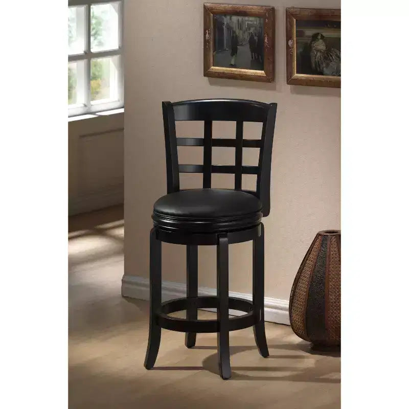 Tabouret de bar pivotant Kyoto 29" Noir - Boraam : Moderne, rond, rembourré, cadre en bois, hauteur fixe