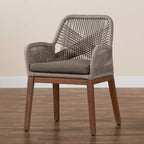 bali & pari Chaise de salle à manger avec accoudoirs Jennifer en corde tressée Acajou Gris/Noyer : Rembourrée, Aucun assemblage requis, Polyester/Coton