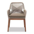 bali & pari Chaise de salle à manger avec accoudoirs Jennifer en corde tressée Acajou Gris/Noyer : Rembourrée, Aucun assemblage requis, Polyester/Coton