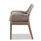 bali & pari Chaise de salle à manger avec accoudoirs Jennifer en corde tressée Acajou Gris/Noyer : Rembourrée, Aucun assemblage requis, Polyester/Coton