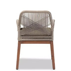 bali & pari Chaise de salle à manger avec accoudoirs Jennifer en corde tressée Acajou Gris/Noyer : Rembourrée, Aucun assemblage requis, Polyester/Coton