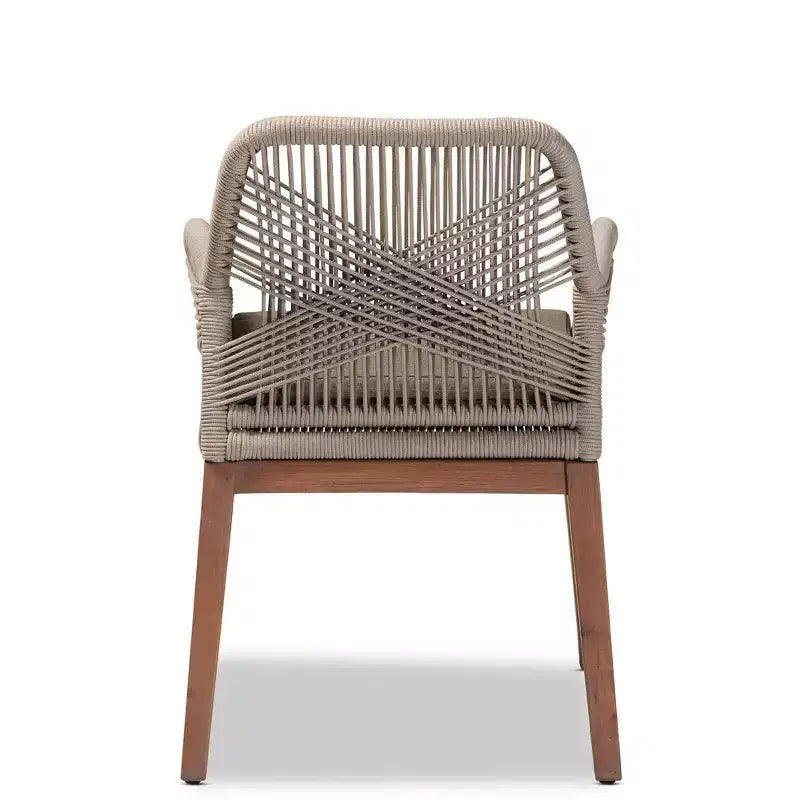 bali & pari Chaise de salle à manger avec accoudoirs Jennifer en corde tressée Acajou Gris/Noyer : Rembourrée, Aucun assemblage requis, Polyester/Coton