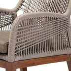 bali & pari Chaise de salle à manger avec accoudoirs Jennifer en corde tressée Acajou Gris/Noyer : Rembourrée, Aucun assemblage requis, Polyester/Coton