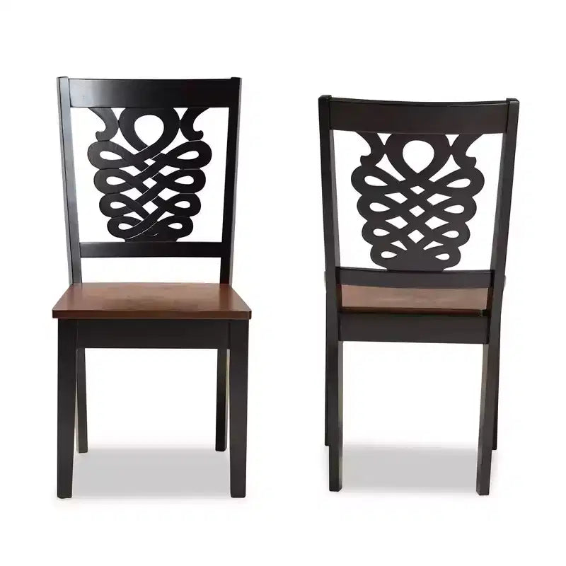 Lot de 2 chaises de salle à manger bicolores Wood Gervais marron foncé - Baxton Studio
