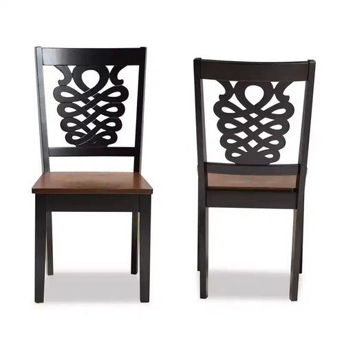 Lot de 2 chaises de salle à manger bicolores Wood Gervais marron foncé - Baxton Studio