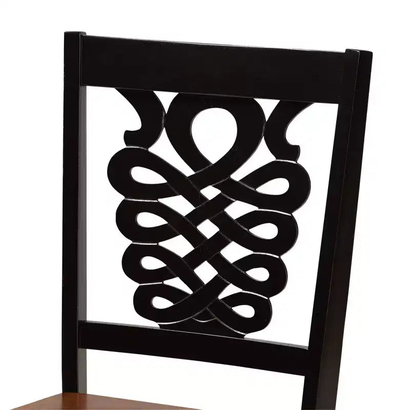 Lot de 2 chaises de salle à manger bicolores Wood Gervais marron foncé - Baxton Studio
