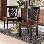 Lot de 2 chaises de salle à manger bicolores Wood Gervais marron foncé - Baxton Studio