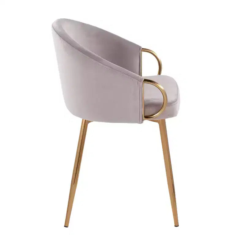 Chaise de salle à manger Claire Velours/Acier Or/Argent - LumiSource