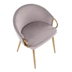 Chaise de salle à manger Claire Velours/Acier Or/Argent - LumiSource