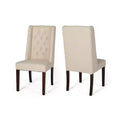 Christopher Knight Home Set of 2 Blount Wooden Dining Chairs with Fabric Cushions Beige/Natural Finish: Birch Frame, Tufted Back