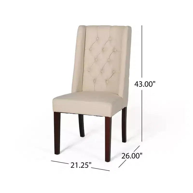 Christopher Knight Home Lot de 2 chaises de salle à manger en bois Blount avec coussins en tissu beige/finition naturelle : cadre en bouleau, dossier capitonné