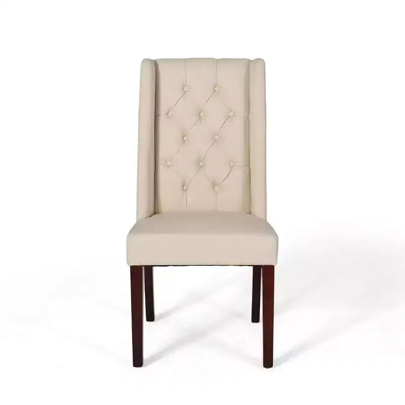Christopher Knight Home Lot de 2 chaises de salle à manger en bois Blount avec coussins en tissu beige/finition naturelle : cadre en bouleau, dossier capitonné