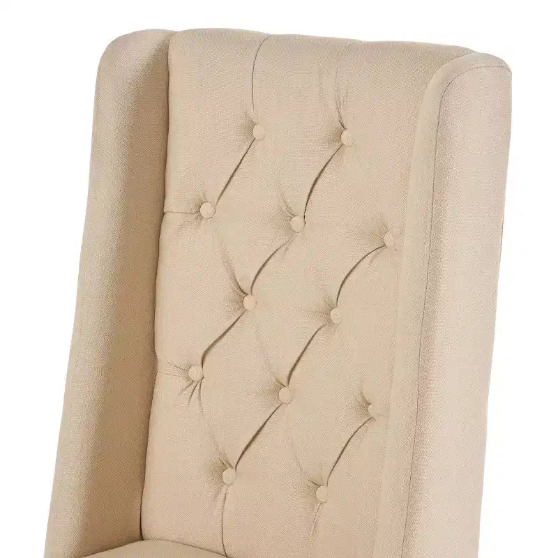 Christopher Knight Home Lot de 2 chaises de salle à manger en bois Blount avec coussins en tissu beige/finition naturelle : cadre en bouleau, dossier capitonné