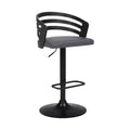 Adele Adjustable Faux Leather Metal Swivel Barstool Gray/Black - Armen Living: Square Upholstered, Floor Protectors, Foam Fill