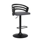 Adele Adjustable Faux Leather Metal Swivel Barstool Gray/Black - Armen Living: Square Upholstered, Floor Protectors, Foam Fill