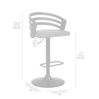 Tabouret de bar pivotant en similicuir et métal gris/noir Adele - Armen Living : Assise carrée rembourrée, patins de protection, rembourrage en mousse