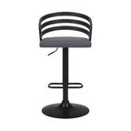 Tabouret de bar pivotant en similicuir et métal gris/noir Adele - Armen Living : Assise carrée rembourrée, patins de protection, rembourrage en mousse
