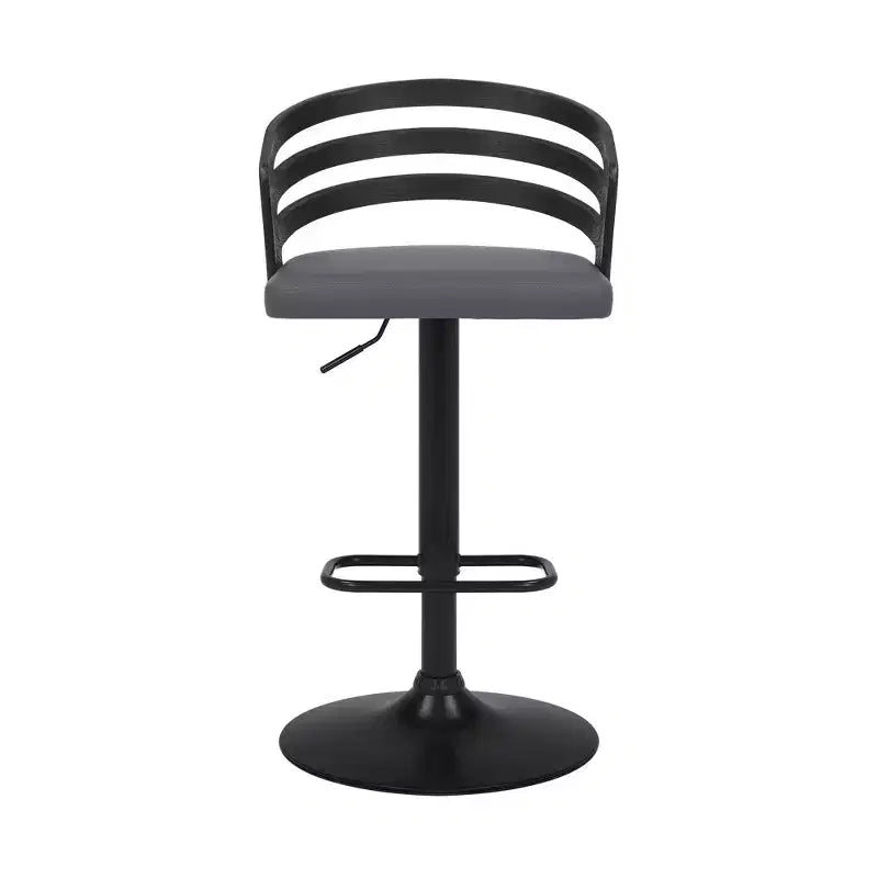 Tabouret de bar pivotant en similicuir et métal gris/noir Adele - Armen Living : Assise carrée rembourrée, patins de protection, rembourrage en mousse
