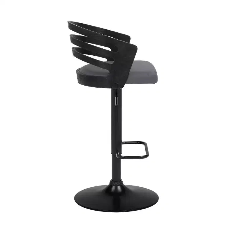 Tabouret de bar pivotant en similicuir et métal gris/noir Adele - Armen Living : Assise carrée rembourrée, patins de protection, rembourrage en mousse