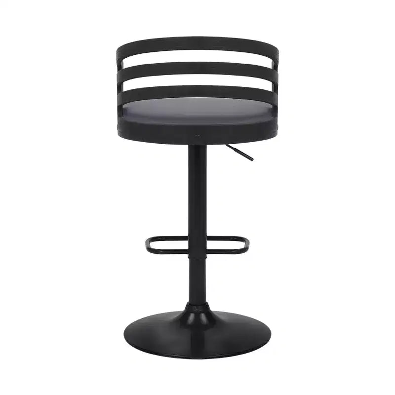 Tabouret de bar pivotant en similicuir et métal gris/noir Adele - Armen Living : Assise carrée rembourrée, patins de protection, rembourrage en mousse