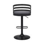 Tabouret de bar pivotant en similicuir et métal gris/noir Adele - Armen Living : Assise carrée rembourrée, patins de protection, rembourrage en mousse