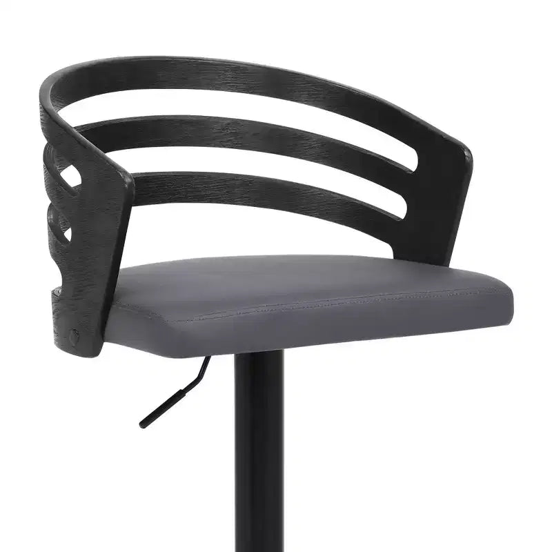 Tabouret de bar pivotant en similicuir et métal gris/noir Adele - Armen Living : Assise carrée rembourrée, patins de protection, rembourrage en mousse