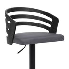 Tabouret de bar pivotant en similicuir et métal gris/noir Adele - Armen Living : Assise carrée rembourrée, patins de protection, rembourrage en mousse