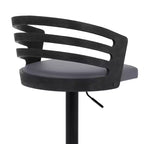 Tabouret de bar pivotant en similicuir et métal gris/noir Adele - Armen Living : Assise carrée rembourrée, patins de protection, rembourrage en mousse
