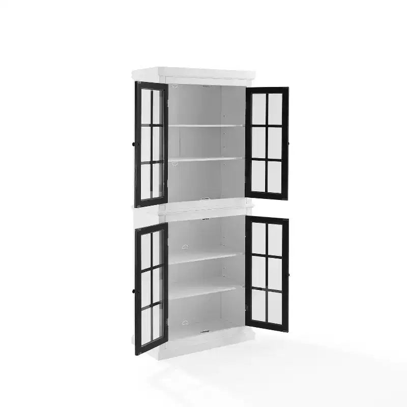 Garde-manger haut de rangement Cecily blanc/noir mat - Crosley : étagères réglables, cadre en MDF, finition bicolore, hauteur 72 po