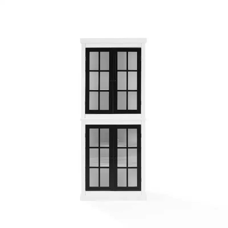 Garde-manger haut de rangement Cecily blanc/noir mat - Crosley : étagères réglables, cadre en MDF, finition bicolore, hauteur 72 po