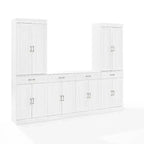3pc Stanton Sideboard and Pantry Set White - Crosley: Home Office Storage, Traditional Farmhouse Design