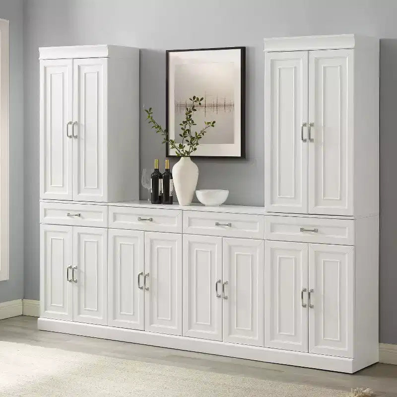 Ensemble buffet et garde-manger 3 pièces Stanton blanc - Crosley : Rangement pour le bureau à domicile, Design de ferme traditionnel
