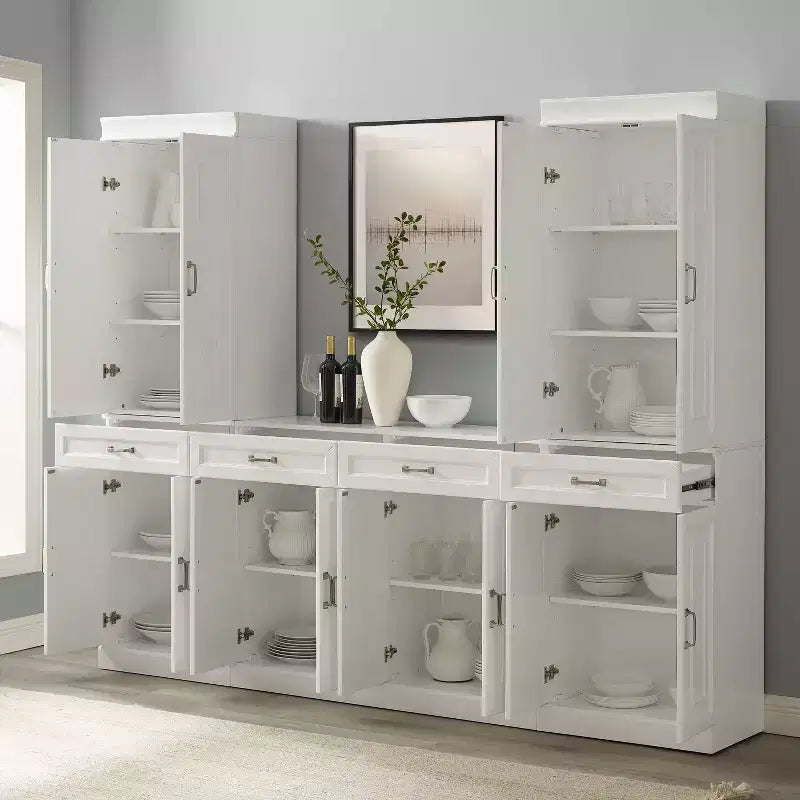 Ensemble buffet et garde-manger 3 pièces Stanton blanc - Crosley : Rangement pour le bureau à domicile, Design de ferme traditionnel