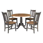 5pc 42" Round Dual Drop Leaf Dining Table with 4 Splat Back Chairs Hickory/Washed Coal - International Concepts