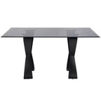 Table à manger rectangulaire moderne en verre 58" Poppy Hill Noir/Gris - HOMES: Inside + Out : Bord biseauté, Cadre en acier