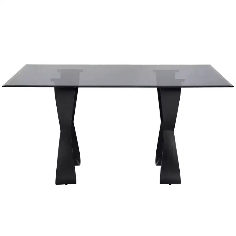 Table à manger rectangulaire moderne en verre 58" Poppy Hill Noir/Gris - HOMES: Inside + Out : Bord biseauté, Cadre en acier