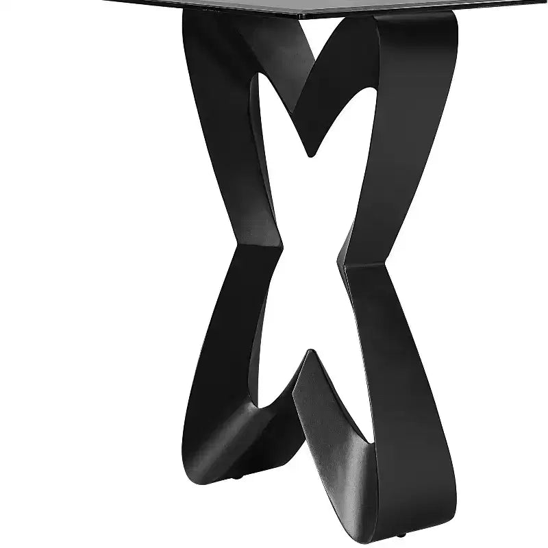 Table à manger rectangulaire moderne en verre 58" Poppy Hill Noir/Gris - HOMES: Inside + Out : Bord biseauté, Cadre en acier
