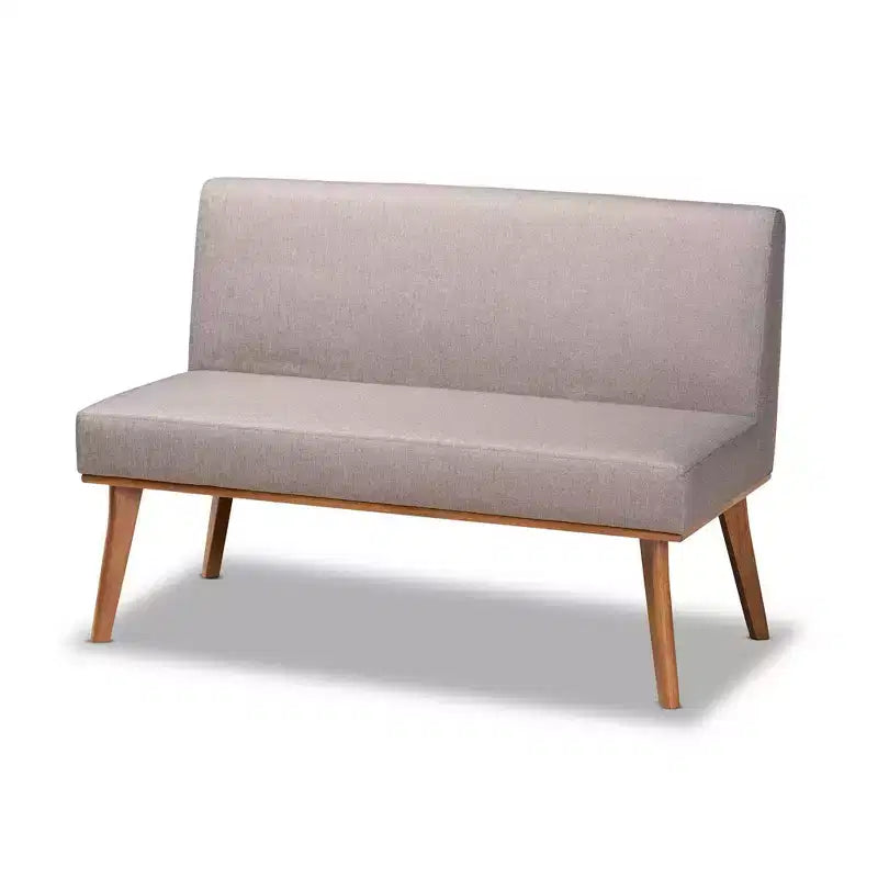Ensemble de salle à manger moderne Odessa 5 pièces du milieu du siècle : Table en bois d'hévéa marron et sièges rembourrés, pieds incurvés, 4 places, non extensible