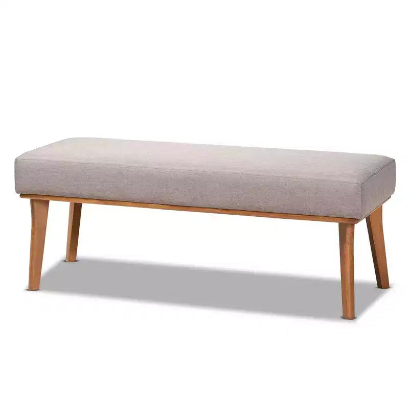 Ensemble de salle à manger moderne Odessa 5 pièces du milieu du siècle : Table en bois d'hévéa marron et sièges rembourrés, pieds incurvés, 4 places, non extensible