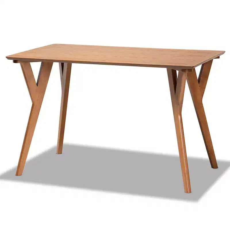 Ensemble de salle à manger moderne Odessa 5 pièces du milieu du siècle : Table en bois d'hévéa marron et sièges rembourrés, pieds incurvés, 4 places, non extensible