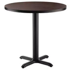 Table de salle à manger ronde en composite de 36" de diamètre, hauteur standard, stratifiée acajou avec piètement en acier noir - National Public Seating : Style moderne, 4 places