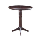 Table de salle à manger ronde Magnolia de 36 po, hauteur bar, avec rallonge de 12 po, moka riche - International Concepts