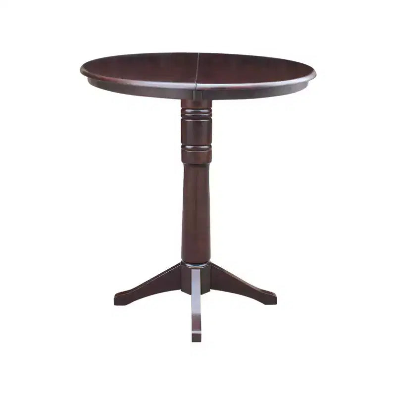Table de salle à manger ronde Magnolia de 36 po, hauteur bar, avec rallonge de 12 po, moka riche - International Concepts