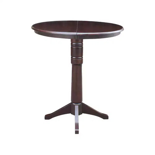 Table de salle à manger ronde Magnolia de 36 po, hauteur bar, avec rallonge de 12 po, moka riche - International Concepts