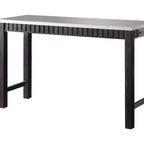Ensemble de salle à manger Necalli de 152,4 cm avec plateau en marbre et hauteur de comptoir Espresso vieilli - Acme Furniture : 4 pièces, sièges en microfibre, base luge