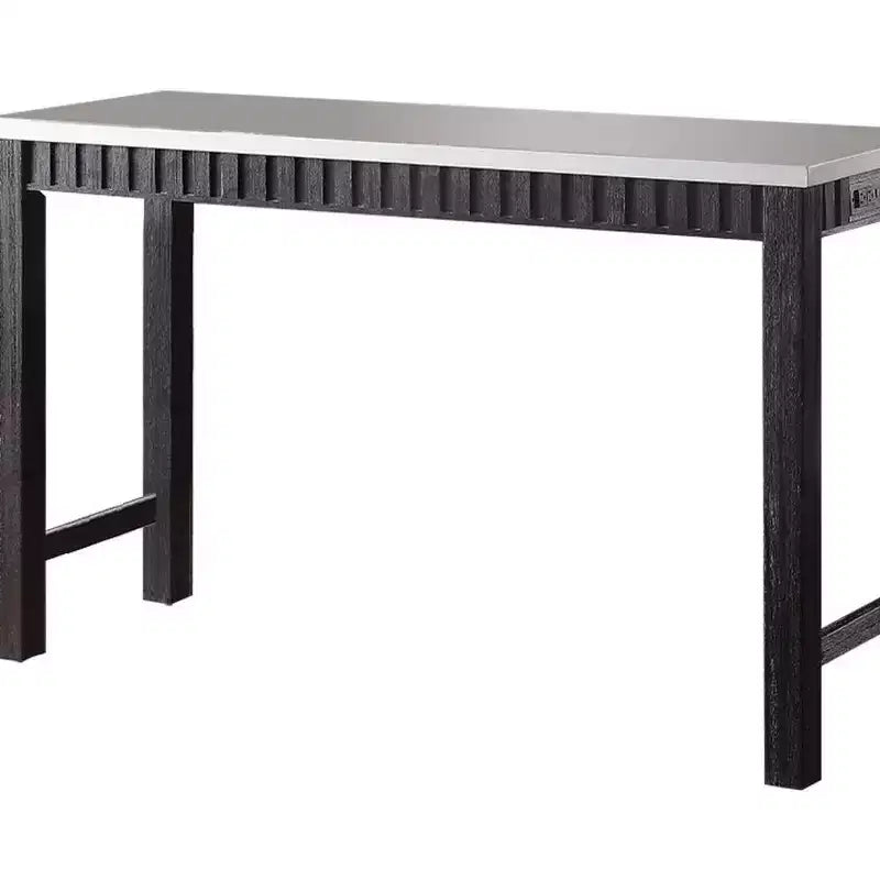 Ensemble de salle à manger Necalli de 152,4 cm avec plateau en marbre et hauteur de comptoir Espresso vieilli - Acme Furniture : 4 pièces, sièges en microfibre, base luge