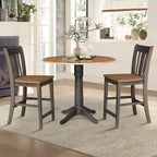 Ensemble de salle à manger rond de 42 po à hauteur de comptoir : Bois d'hévéa, piédestal, 2 tabourets - International Concepts