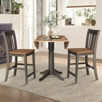 Ensemble de salle à manger rond de 42 po à hauteur de comptoir : Bois d'hévéa, piédestal, 2 tabourets - International Concepts